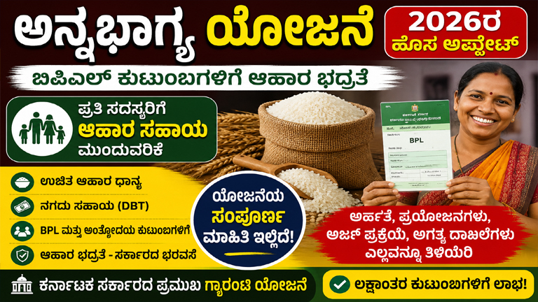 ಅನ್ನಭಾಗ್ಯ ಯೋಜನೆ 2026: ಅರ್ಹತೆ, ಪ್ರಯೋಜನಗಳು ಮತ್ತು ಸಂಪೂರ್ಣ ಮಾಹಿತಿ Karnataka Anna Bhagya Scheme 2026 Latest Update in Kannada BPL ಕುಟುಂಬಗಳಿಗೆ ಅನ್ನಭಾಗ್ಯ ಯೋಜನೆ – ಸಂಪೂರ್ಣ ಮಾರ್ಗದರ್ಶಿ ಅನ್ನಭಾಗ್ಯ ಯೋಜನೆ ಮುಂದುವರಿಕೆ: 2026ರ ಹೊಸ ಅಪ್ಡೇಟ್ Karnataka Food Security Scheme: Anna Bhagya Complete Details in Kannada,